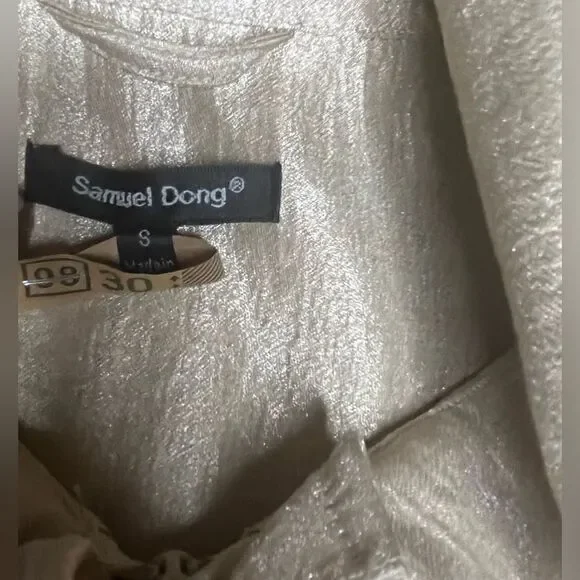 Samuel Dong shimmer champagne bubble ruffle hem coat/dress sz small - Picture 5 of 11